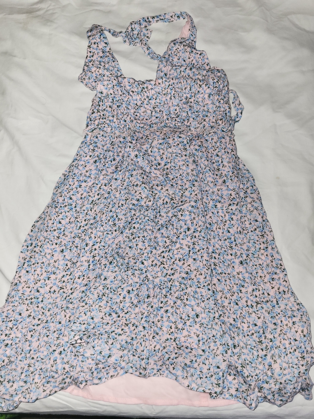 Cotton On Pink Floral Smocked Sundress with Tie Straps
